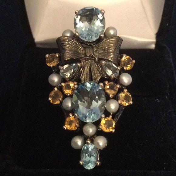 Atlanta Gem & Mineral Show Jewelry - Genuine Blue Topaz Ribbon Ring
